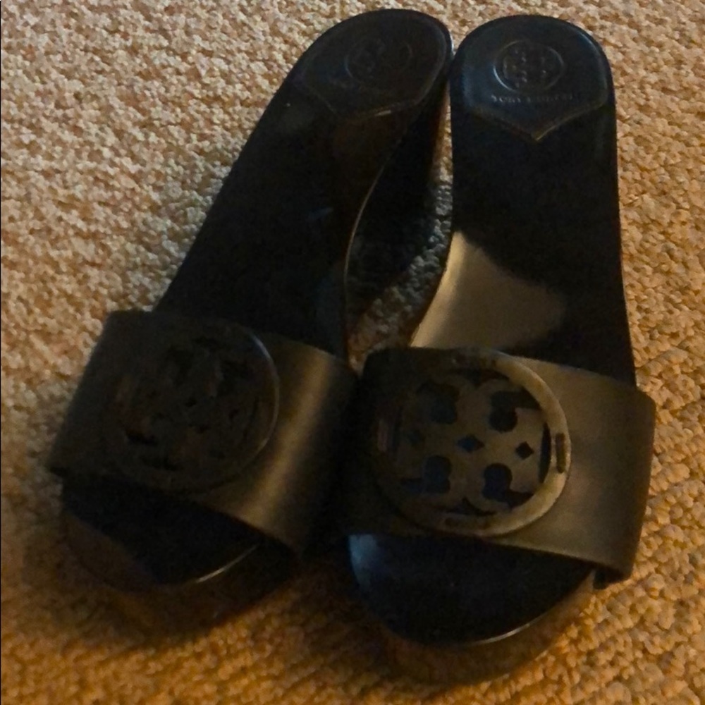 Tory Burch wedges black leather size 8M